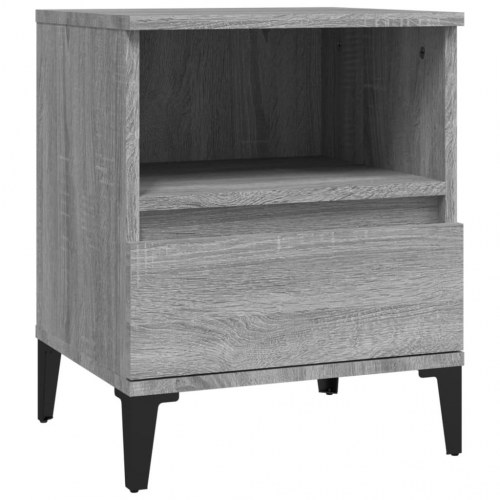 Sengeborde 2 stk. 40×35×50 cm - grå sonoma med skuffe og hylde