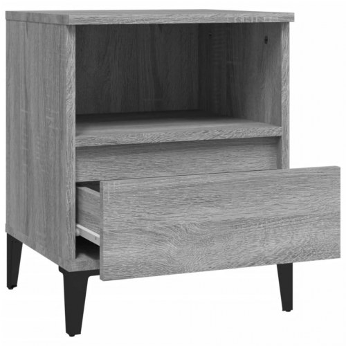 Sengeborde 2 stk. 40×35×50 cm - grå sonoma med skuffe og hylde
