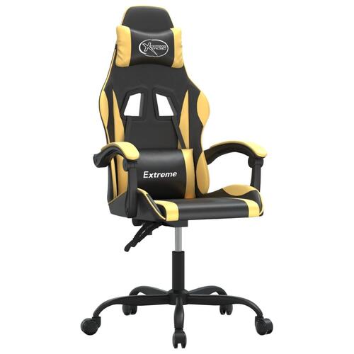 Gamingstol kunstlæder sort guldfarvet