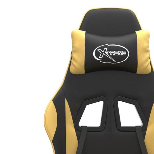 Gamingstol kunstlæder sort guldfarvet