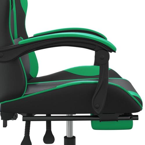 Gamingstol med fodstøtte kunstlæder sort og grøn