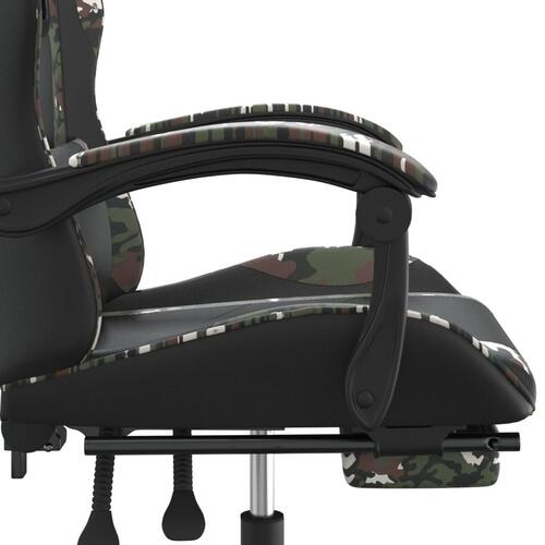 Gamingstol med fodstøtte kunstlæder sort og camouflage