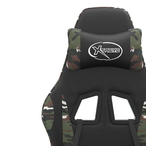 Gamingstol med fodstøtte kunstlæder sort og camouflage