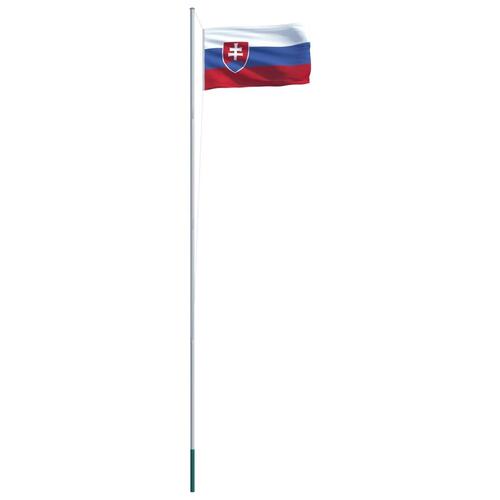 Slovakiets flag og flagstang 6,2 m aluminium