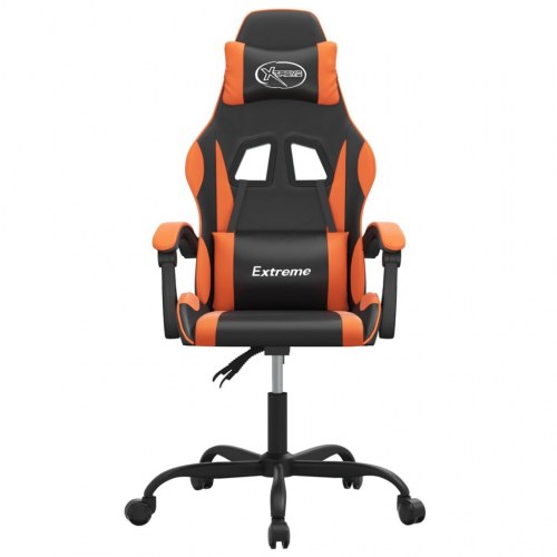 Drejelig gamingstol i kunstlæder - sort/orange, højde- og ryglænsjusterbar