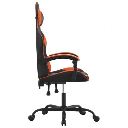 Drejelig gamingstol i kunstlæder - sort/orange, højde- og ryglænsjusterbar