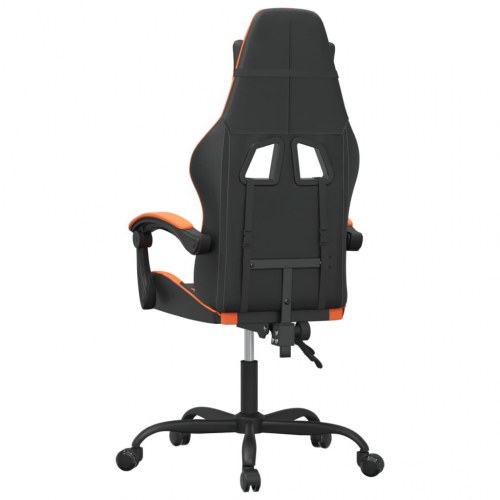 Drejelig gamingstol i kunstlæder - sort/orange, højde- og ryglænsjusterbar