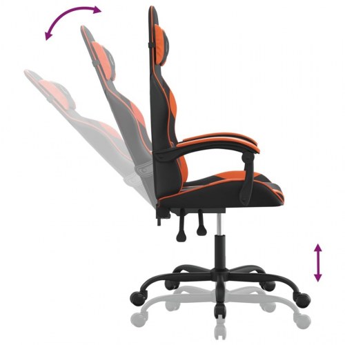 Drejelig gamingstol i kunstlæder - sort/orange, højde- og ryglænsjusterbar
