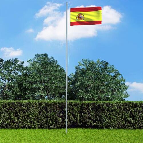 Spansk flag og flagstang 6,2 m aluminium
