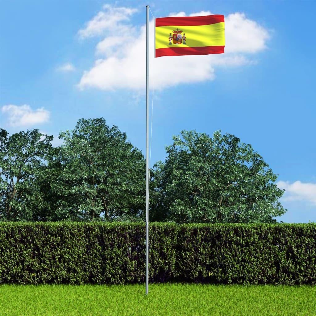 Spansk flag og flagstang 6,2 m aluminium
