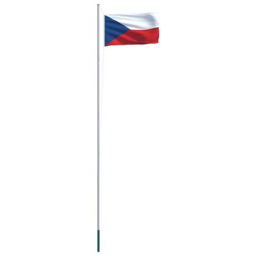 Tjekkisk flag og flagstang 6,2 m aluminium