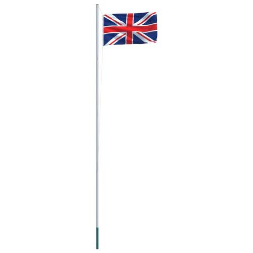 Storbritanniens flag og flagstang 6,2 m aluminium