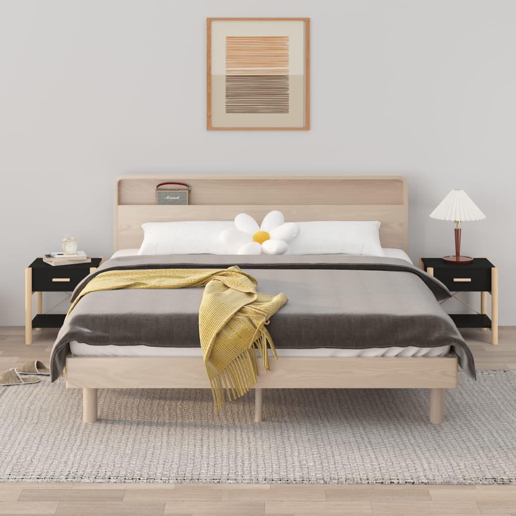 Sengeborde 2 stk. 42x38x45 cm konstrueret træ sort