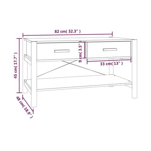 Sofabord 82x48x45 cm konstrueret træ hvid