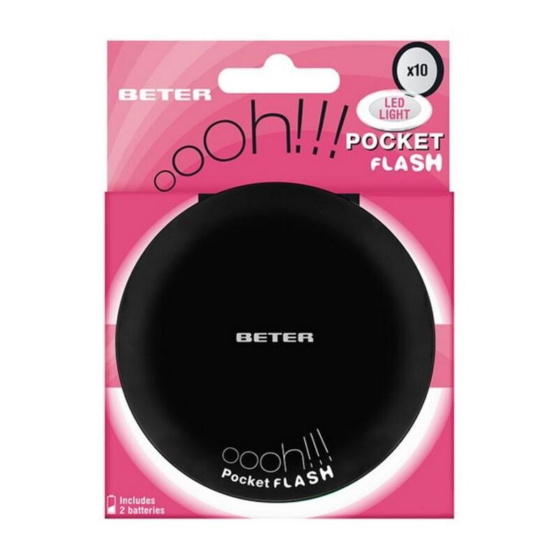 Makeupspejl med LED lys Beter Pocket Flash - Sort, x10