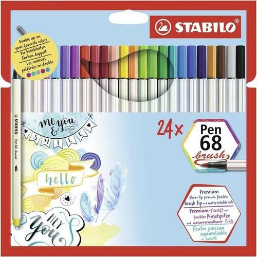 Sæt med Fiberpenne Stabilo Pen 68 brush Æske Multifarvet