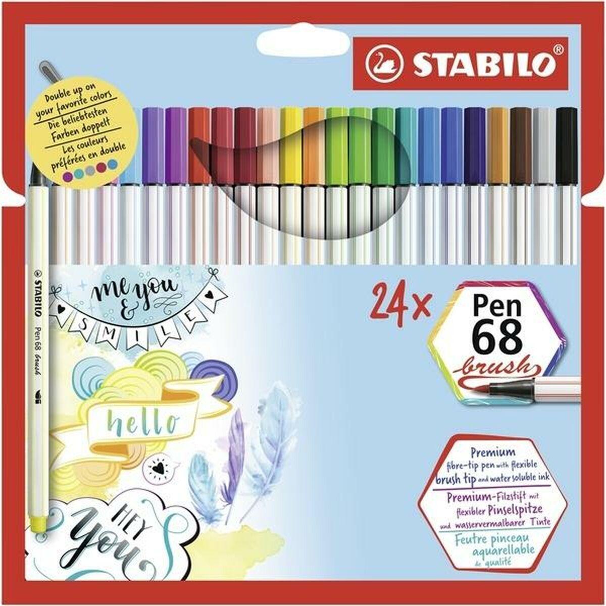 Sæt med Fiberpenne Stabilo Pen 68 brush Æske Multifarvet
