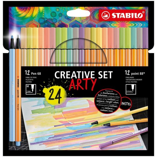 Stabilo Creative Arty sæt - Point 88 & Pen 68, 24 dele, multifarvet