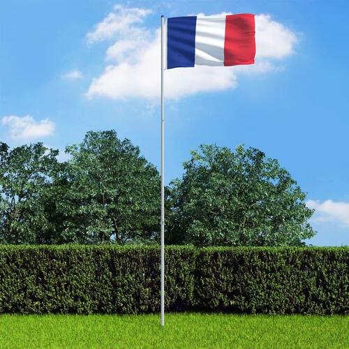Frankrigs flag og flagstang 6 m aluminium