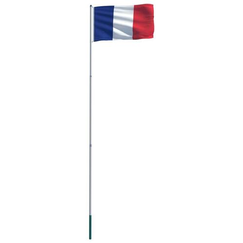 Frankrigs flag og flagstang 6 m aluminium