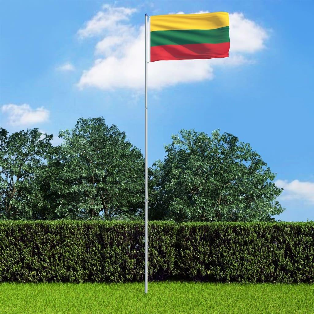 Litauens flag og flagstang 6 m aluminium