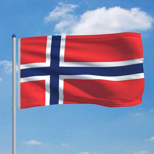 Norges flag og flagstang 6 m aluminium