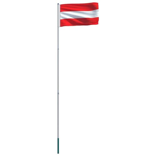 Østrigs flag og flagstang 6 m aluminium