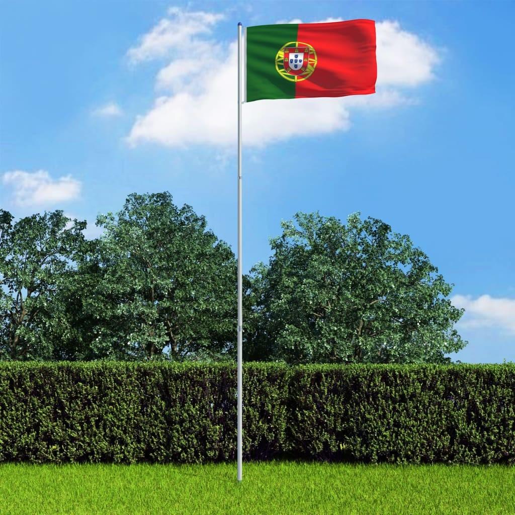 Portugals flag og flagstang 6 m aluminium