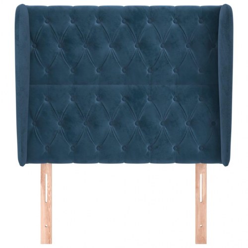 Sengegavl med kanter 103 x 23 x 118/128 cm fløjl mørkeblå