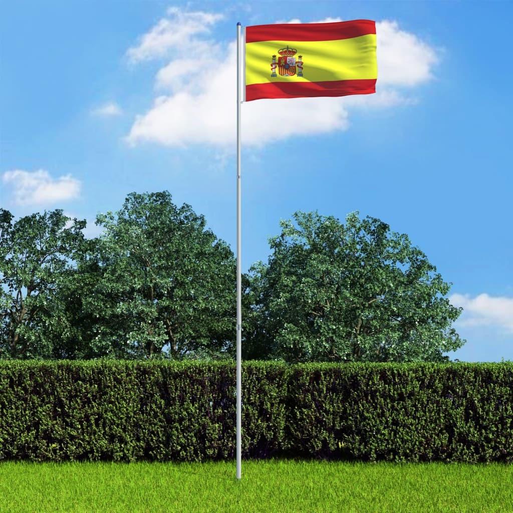 Spaniens flag og flagstang 6 m aluminium