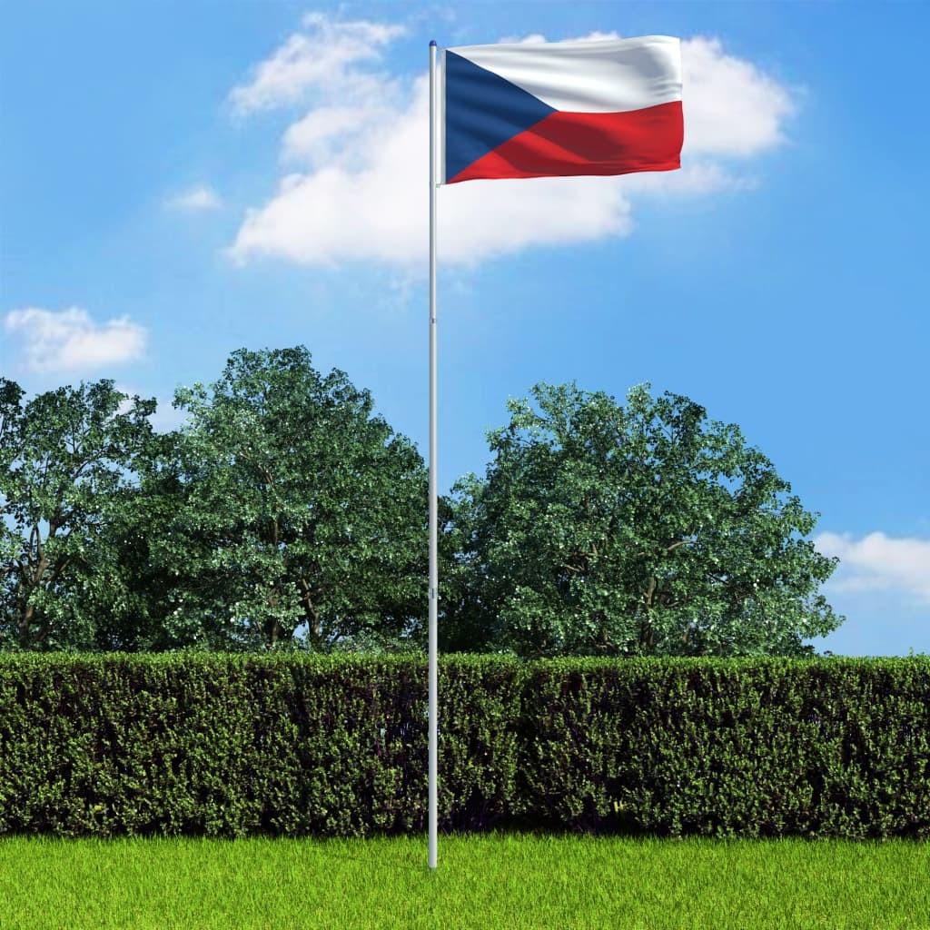 Tjekkiets flag og flagstang 6 m aluminium