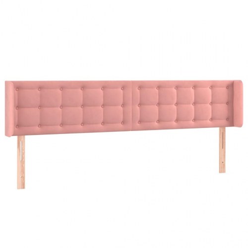 Sengegavl med kanter 203 x 16 x 78/88 cm fløjl - lyserød