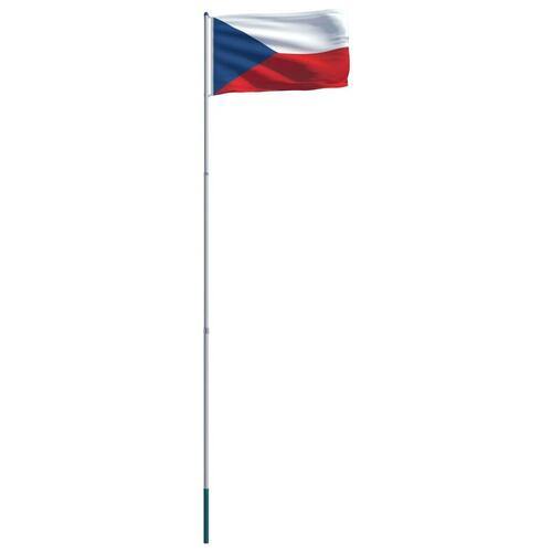 Tjekkiets flag og flagstang 6 m aluminium