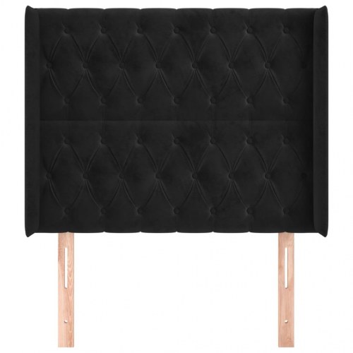 Sengegavl med kanter i fløjl 93 x 16 x 118/128 cm - sort