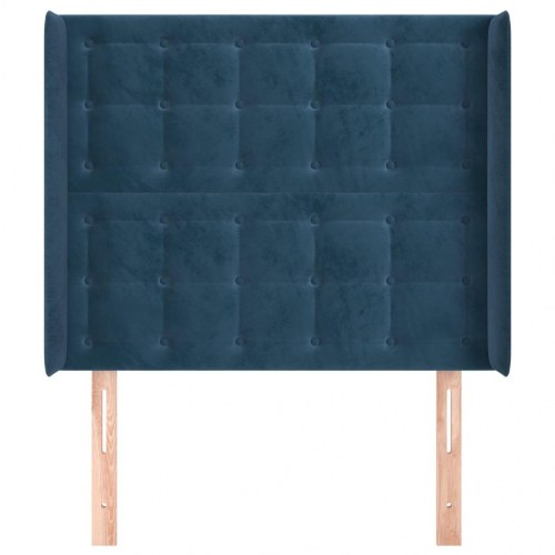 Sengegavl med kanter 103 x 16 x 118/128 cm fløjl - mørkeblå