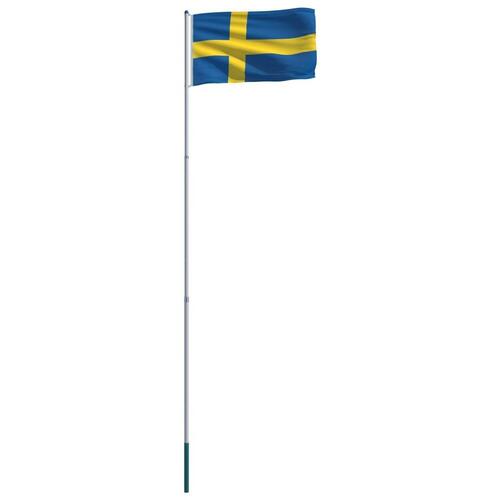Sveriges flag og flagstang 6 m aluminium