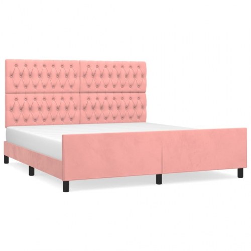 Sengeramme med sengegavl 180×200 cm - fløjl, pink