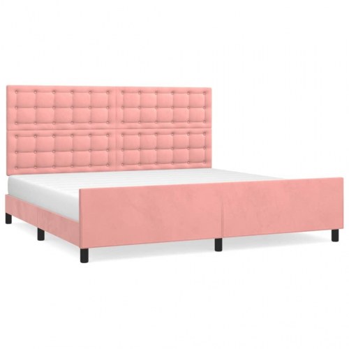 Sengeramme med sengegavl 200x200 cm i fløjl - pink