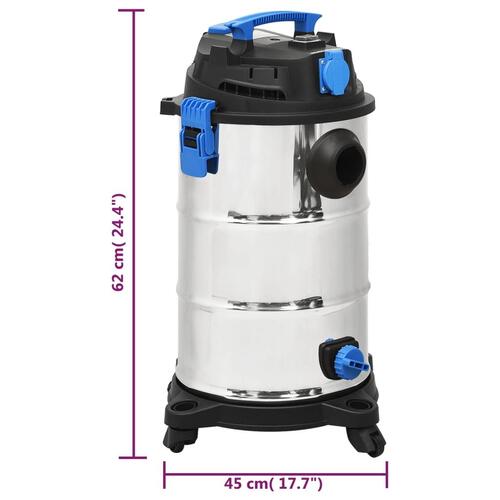 Våd-/tørstøvsuger 1200 W 30 l sølvfarvet