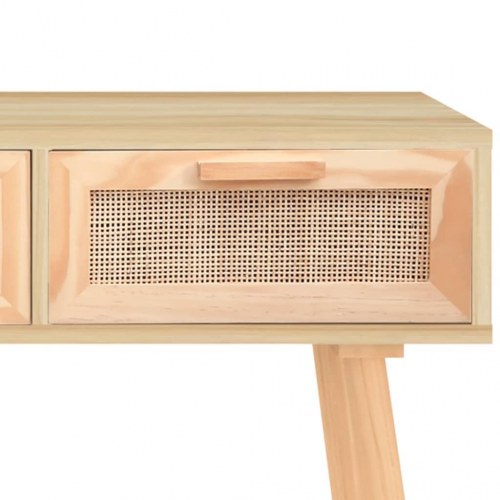 Konsolbord 105x30x75 cm massivt fyrretræ naturlig rattan brun