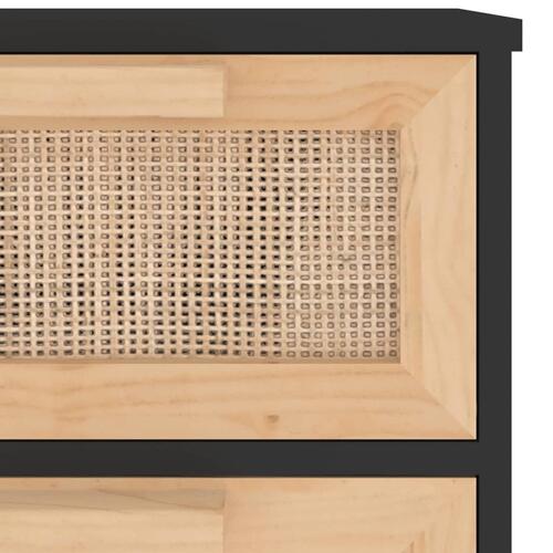 Skænk 40x30x90 cm massivt fyrretræ og naturlig rattan sort