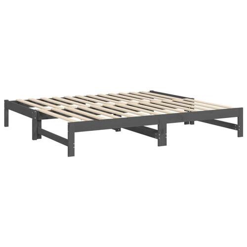 Daybed med udtræk 2x(75x190) cm massivt fyrretræ grå