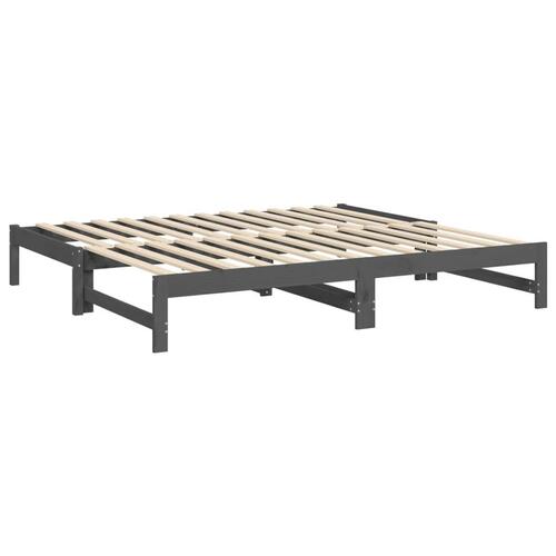 Daybed med udtræk 2x(75x190) cm massivt fyrretræ grå