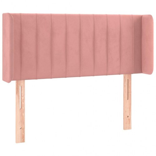 Sengegavl med kanter i fløjl 93 x 16 x 78/88 cm - lyserød