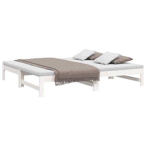 Daybed med udtræk 2x(75x190) cm massivt fyrretræ hvid