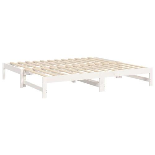 Daybed med udtræk 2x(75x190) cm massivt fyrretræ hvid