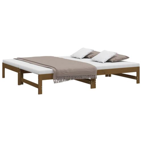 Daybed med udtræk 2x(75x190) cm massivt fyrretræ gyldenbrun