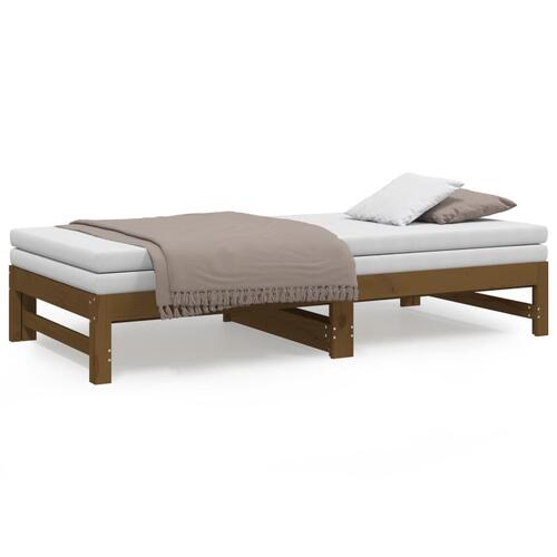 Daybed med udtræk 2x(75x190) cm massivt fyrretræ gyldenbrun