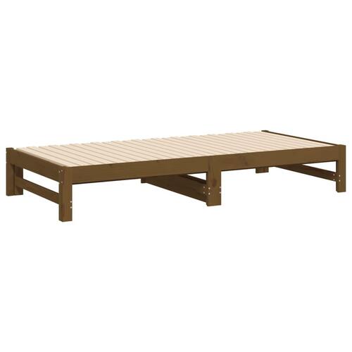 Daybed med udtræk 2x(75x190) cm massivt fyrretræ gyldenbrun