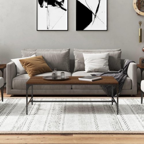 Sofabord 100×50×35 cm - brun egetræsfarve, konstrueret træ med stålstel